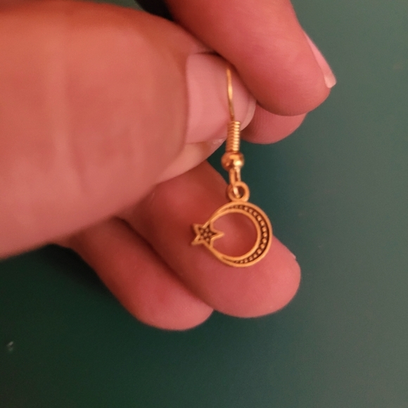 Hand Crafted Moon & Star Earrings - Picture 2 of 3